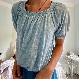 LOFT XS polka-dot Blouse Light Blue